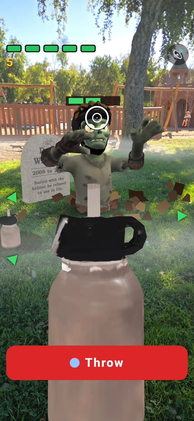 Player throwing at a zombie